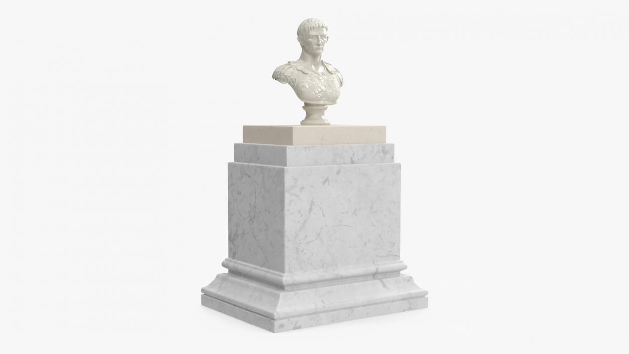 Roman Emperor Bust on Marble Pedestal 3D