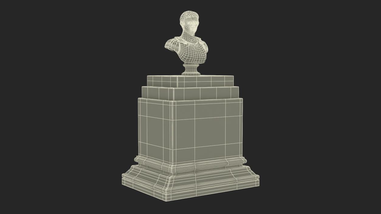 Roman Emperor Bust on Marble Pedestal 3D