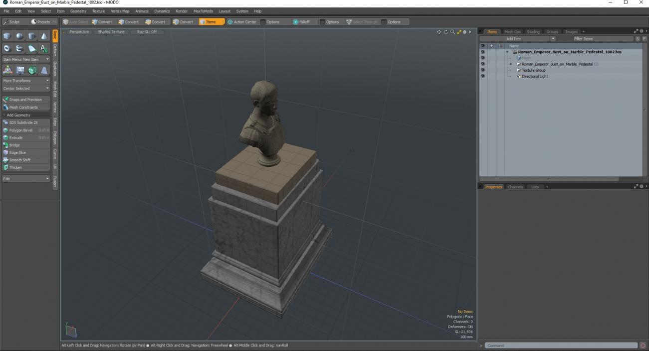 Roman Emperor Bust on Marble Pedestal 3D