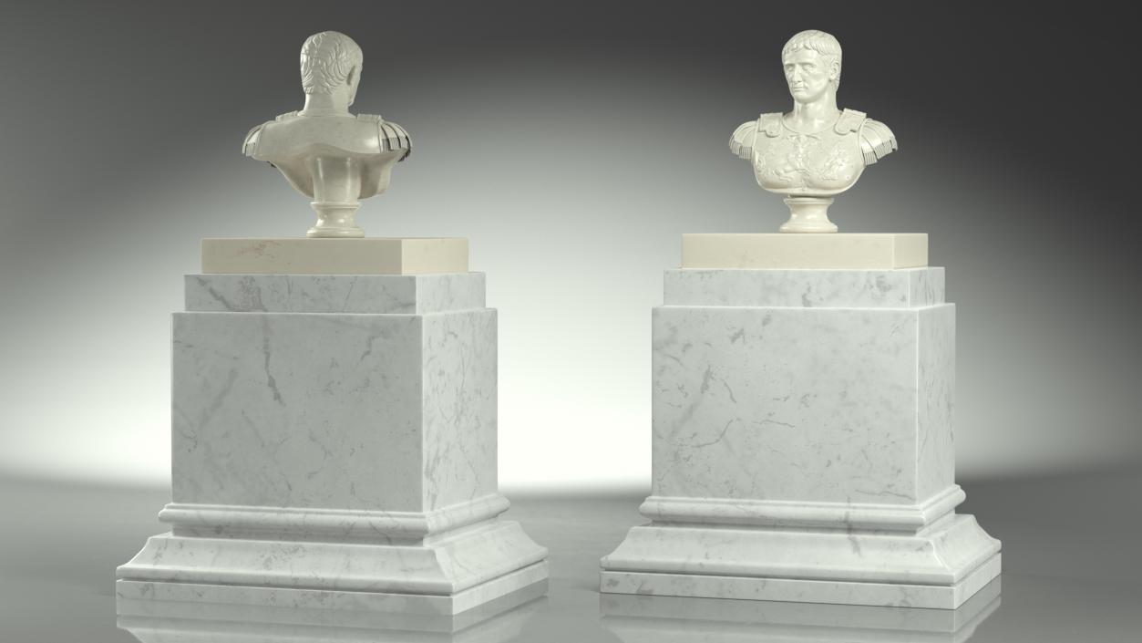 Roman Emperor Bust on Marble Pedestal 3D