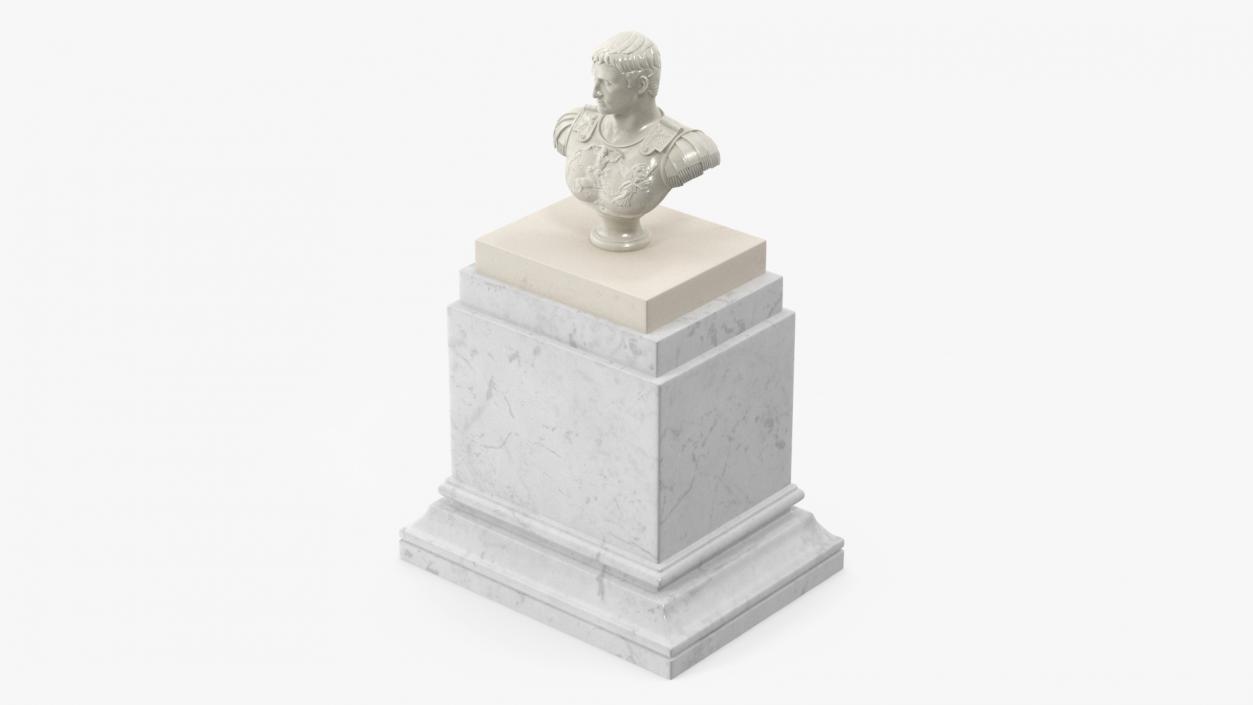 Roman Emperor Bust on Marble Pedestal 3D