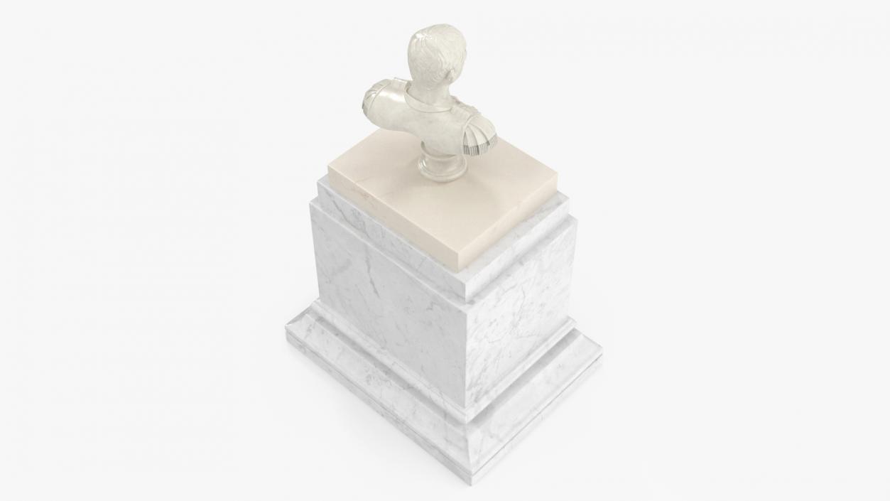 Roman Emperor Bust on Marble Pedestal 3D