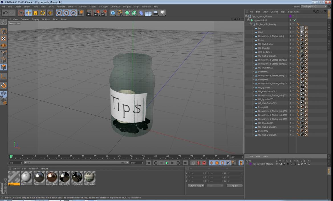 3D Tip Jar with Money model