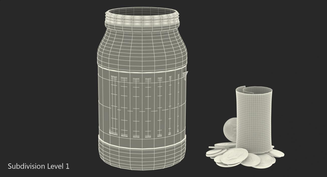 3D Tip Jar with Money model