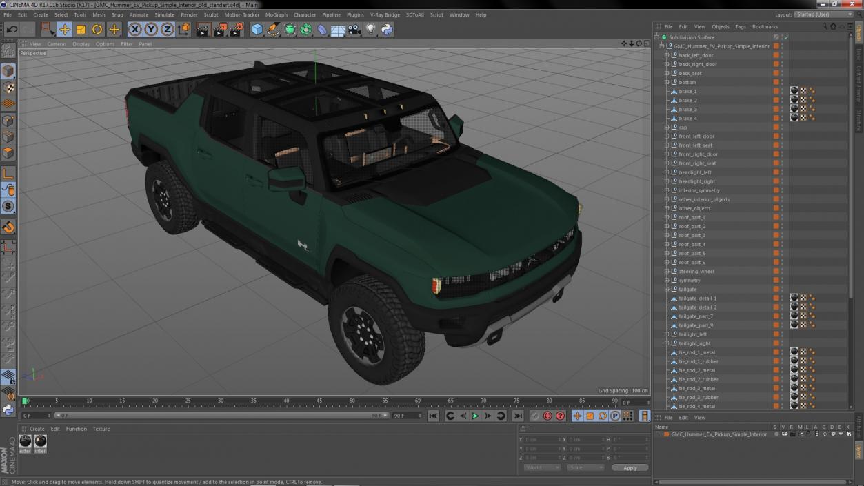 GMC Hummer EV Pickup Simple Interior(1) 3D model