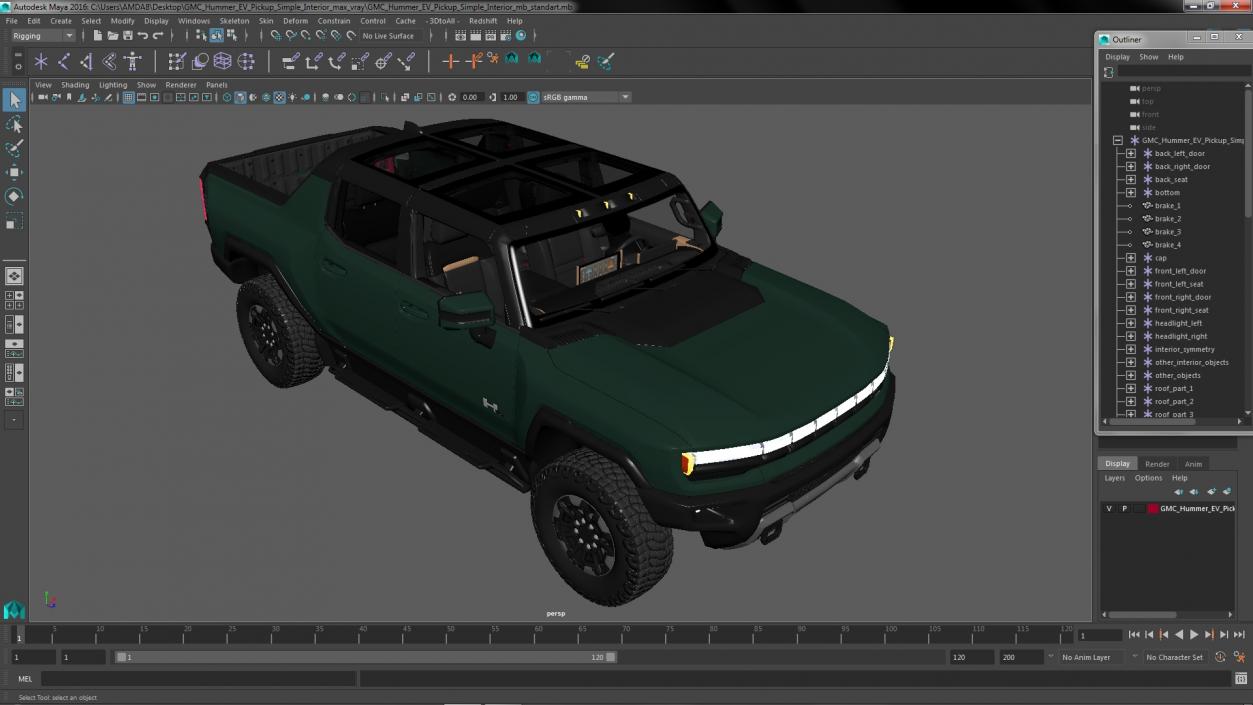 GMC Hummer EV Pickup Simple Interior(1) 3D model