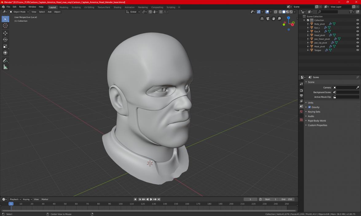 3D Cartoon Captain America Head model