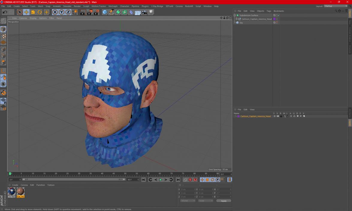 3D Cartoon Captain America Head model