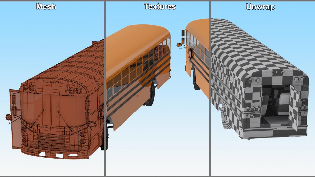 3D Electric School Bus Rigged