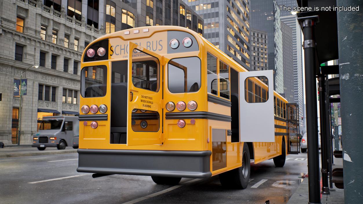 3D Electric School Bus Rigged