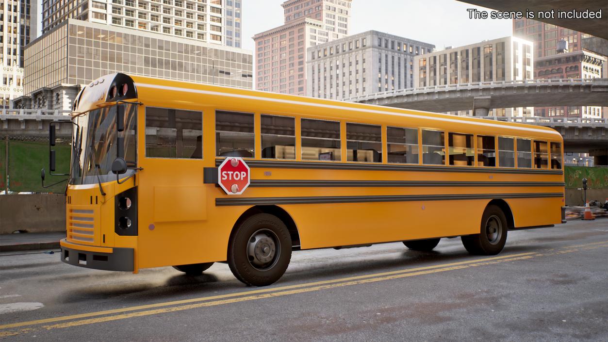 3D Electric School Bus Rigged