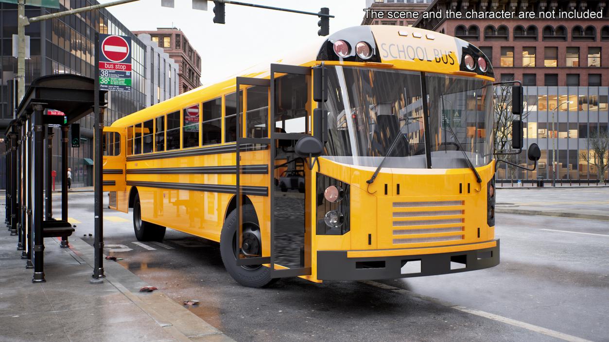 3D Electric School Bus Rigged