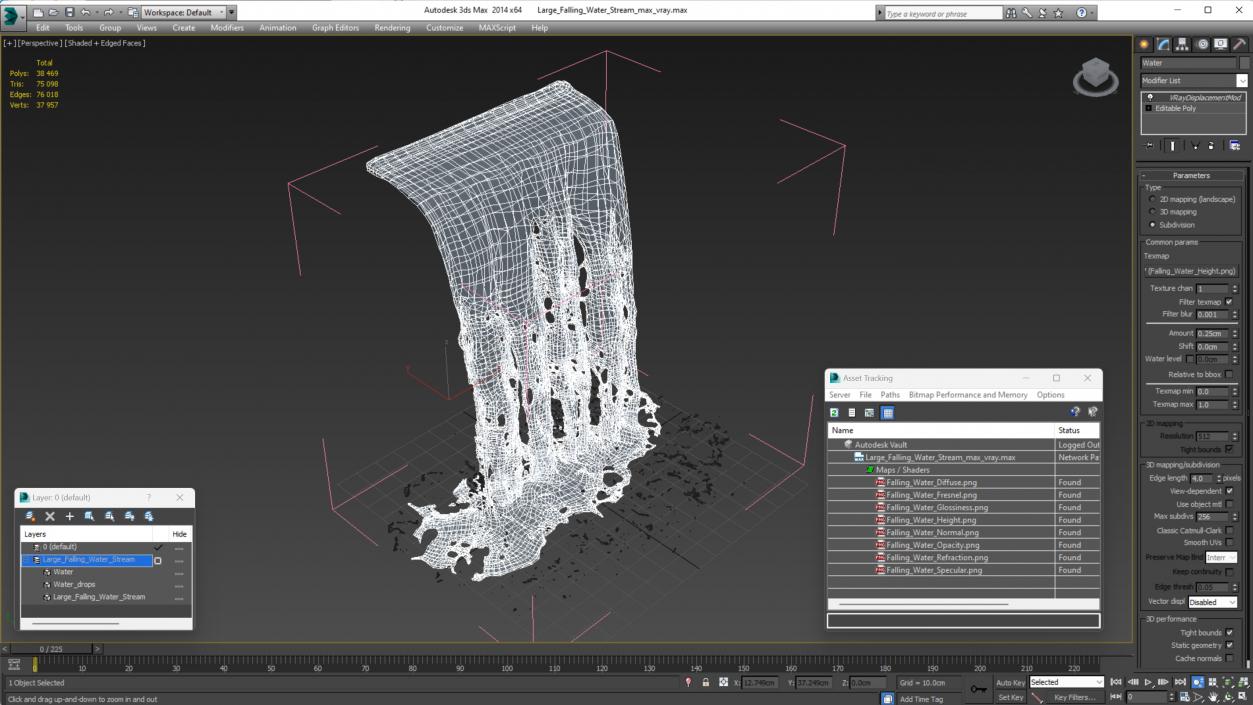 3D Large Falling Water Stream