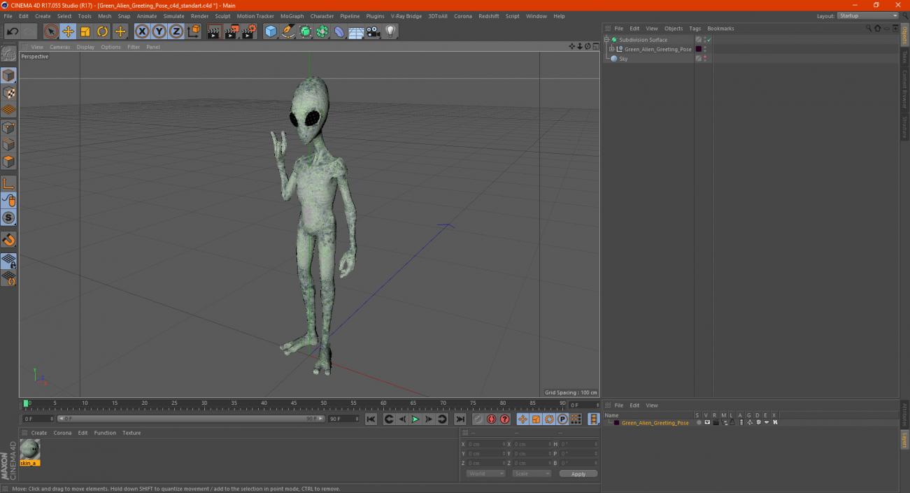 3D model Green Alien Greeting Pose