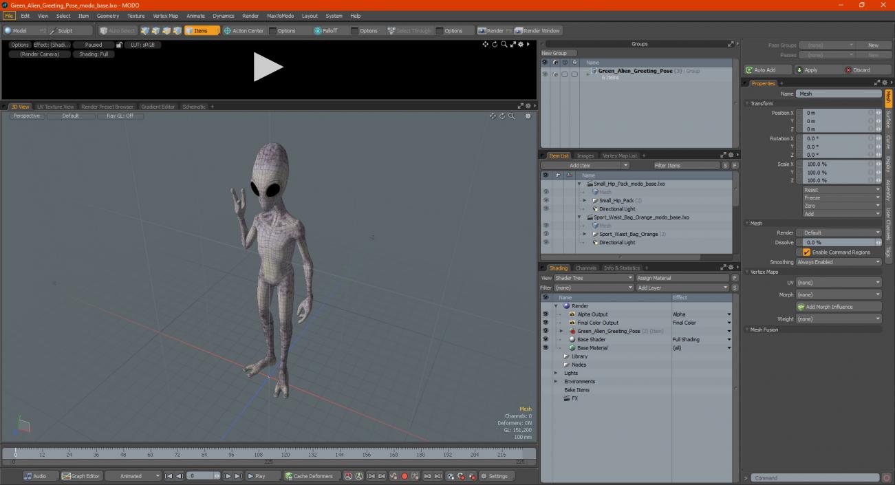 3D model Green Alien Greeting Pose