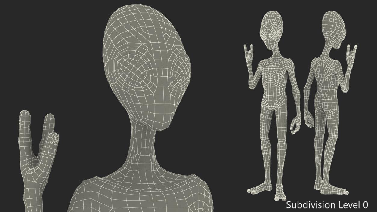 3D model Green Alien Greeting Pose