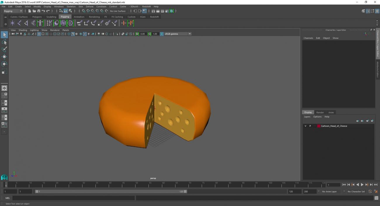 Cartoon Head of Cheese 3D