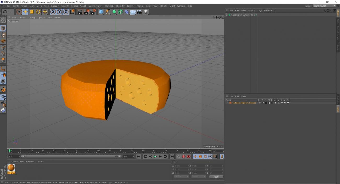 Cartoon Head of Cheese 3D