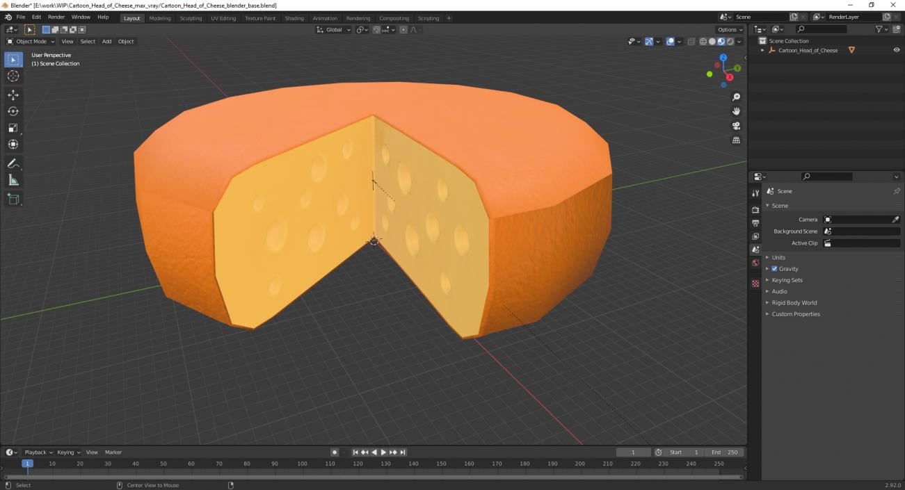 Cartoon Head of Cheese 3D