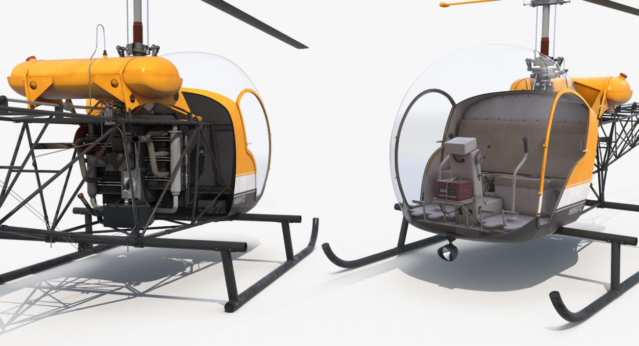 Light Helicopter Bell 47 3D model