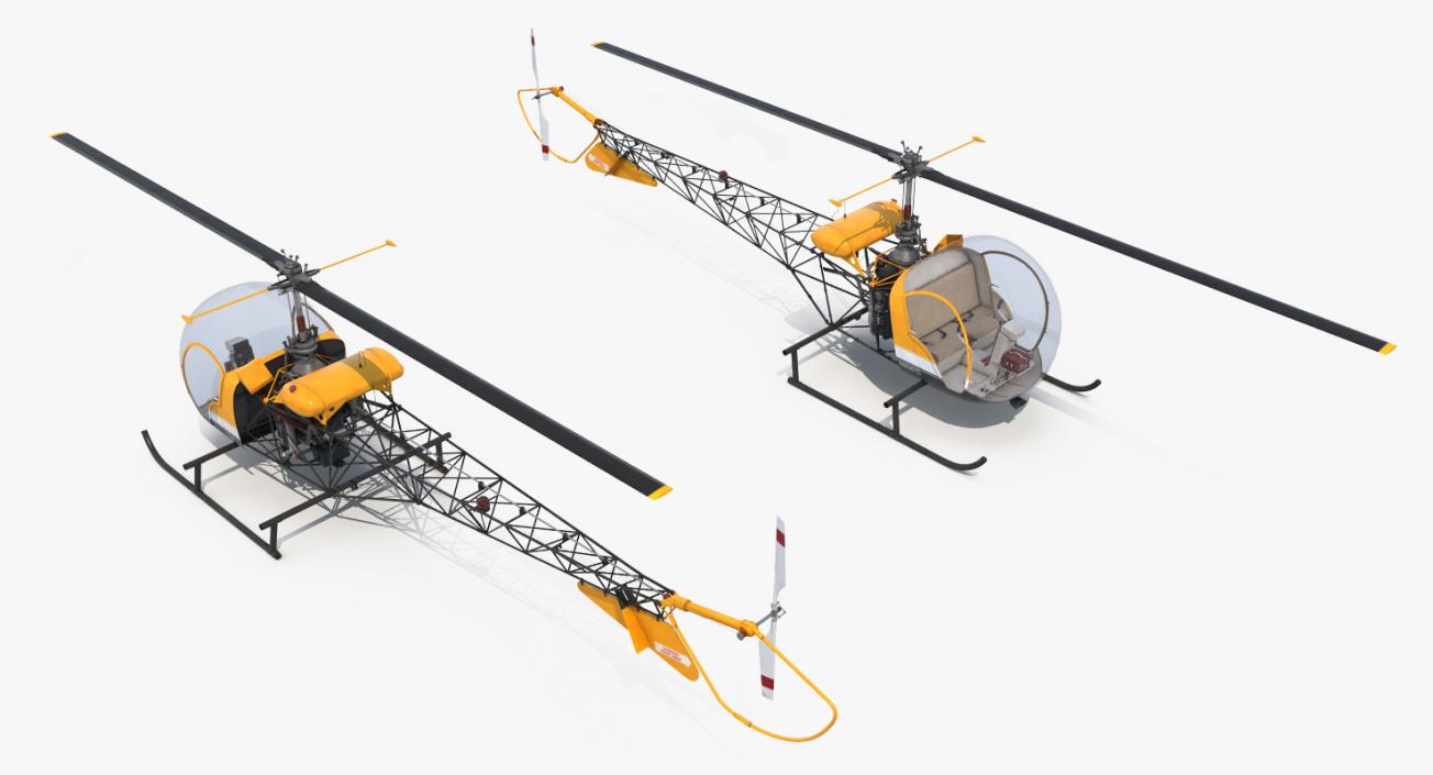 Light Helicopter Bell 47 3D model