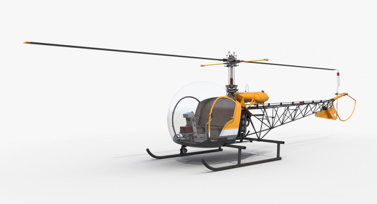 Light Helicopter Bell 47 3D model