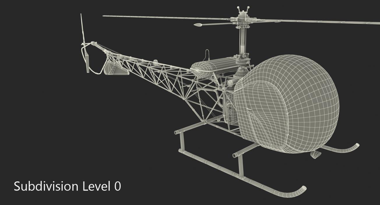 Light Helicopter Bell 47 3D model