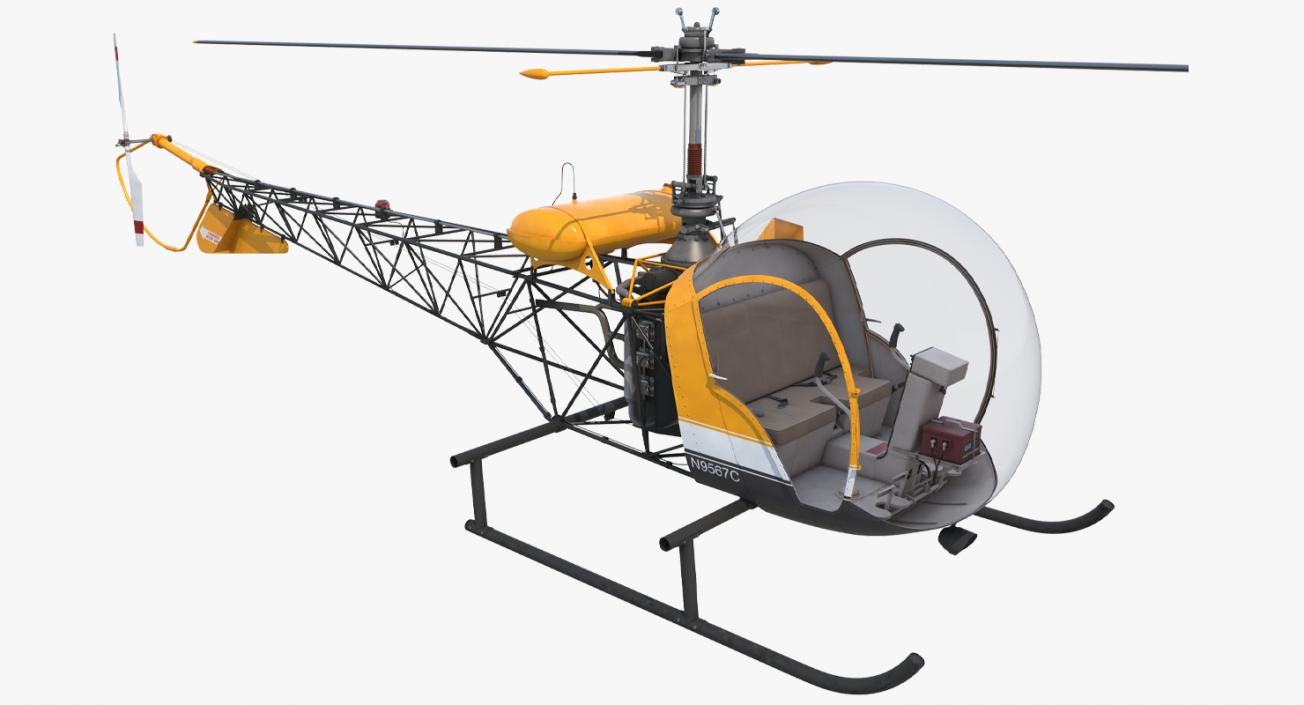 Light Helicopter Bell 47 3D model