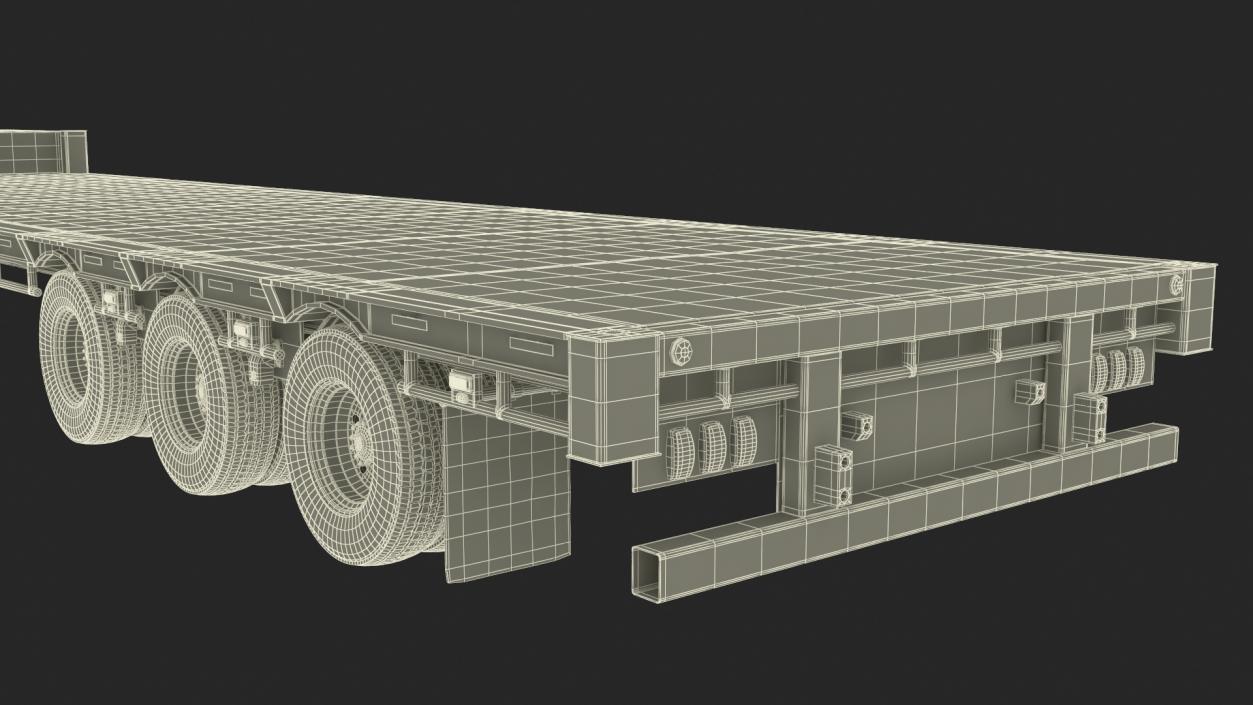 3D model Flatbed Semi Trailer