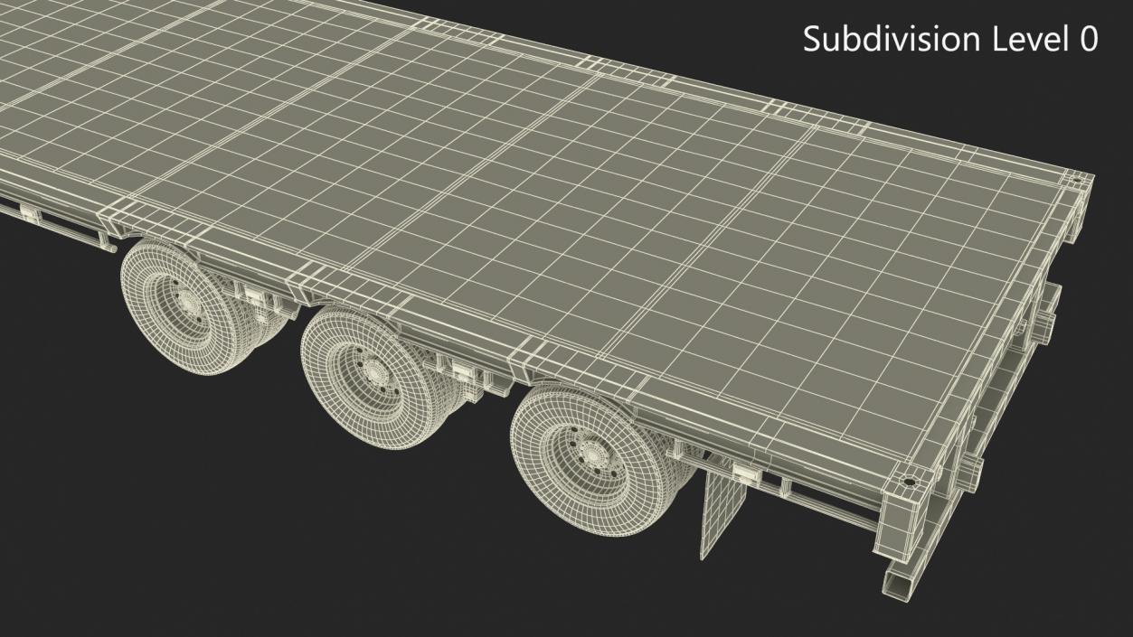 3D model Flatbed Semi Trailer