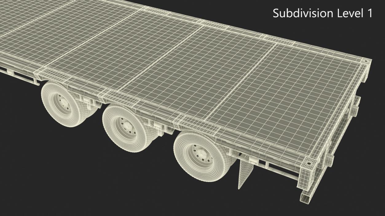 3D model Flatbed Semi Trailer