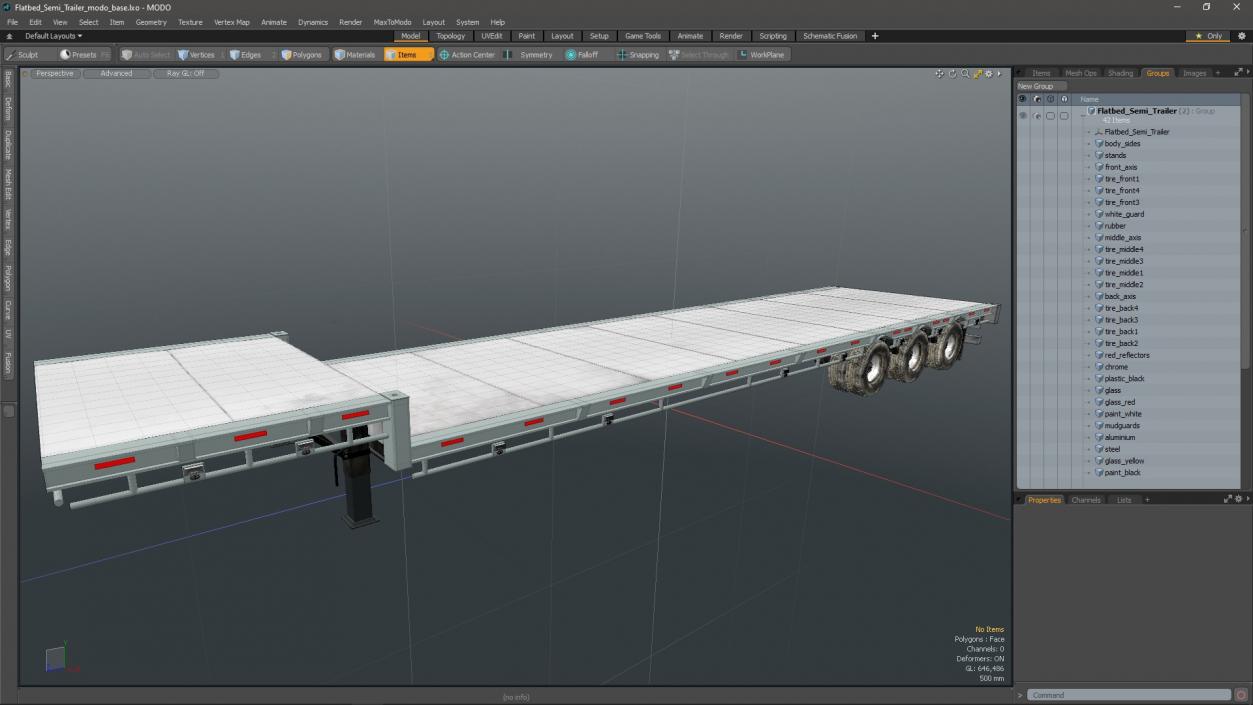 3D model Flatbed Semi Trailer