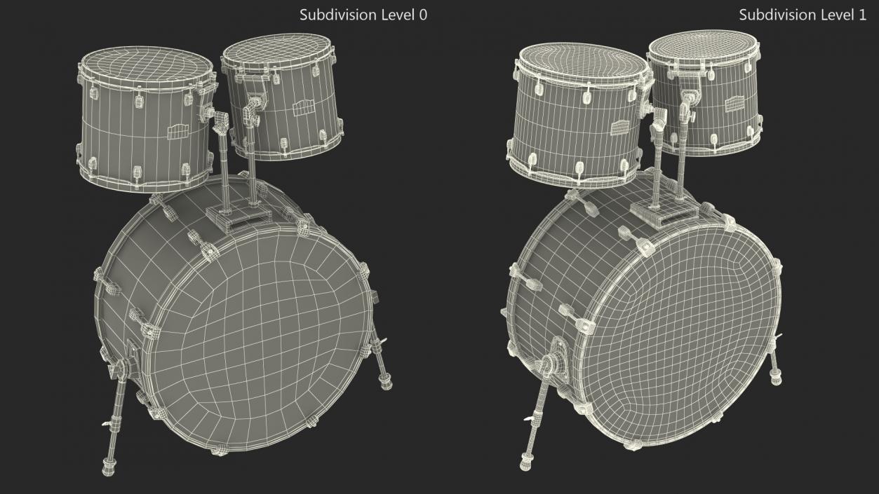 3D Bass Drum and Rack Toms model