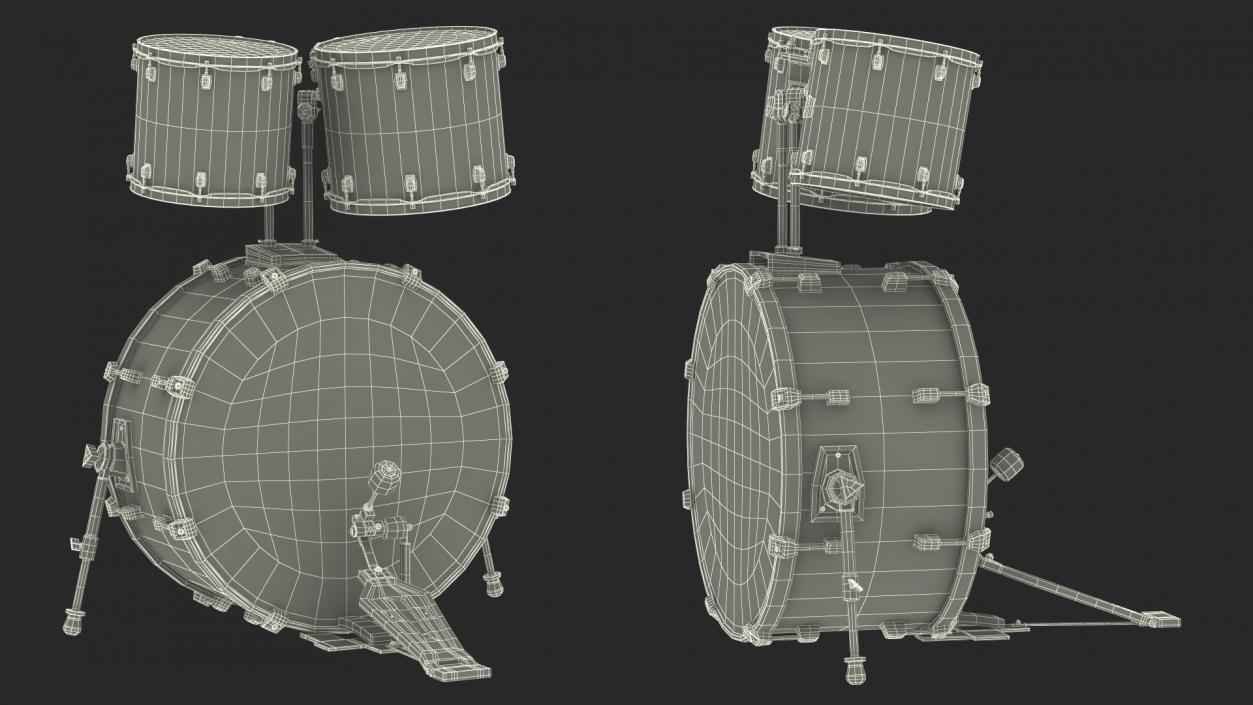 3D Bass Drum and Rack Toms model