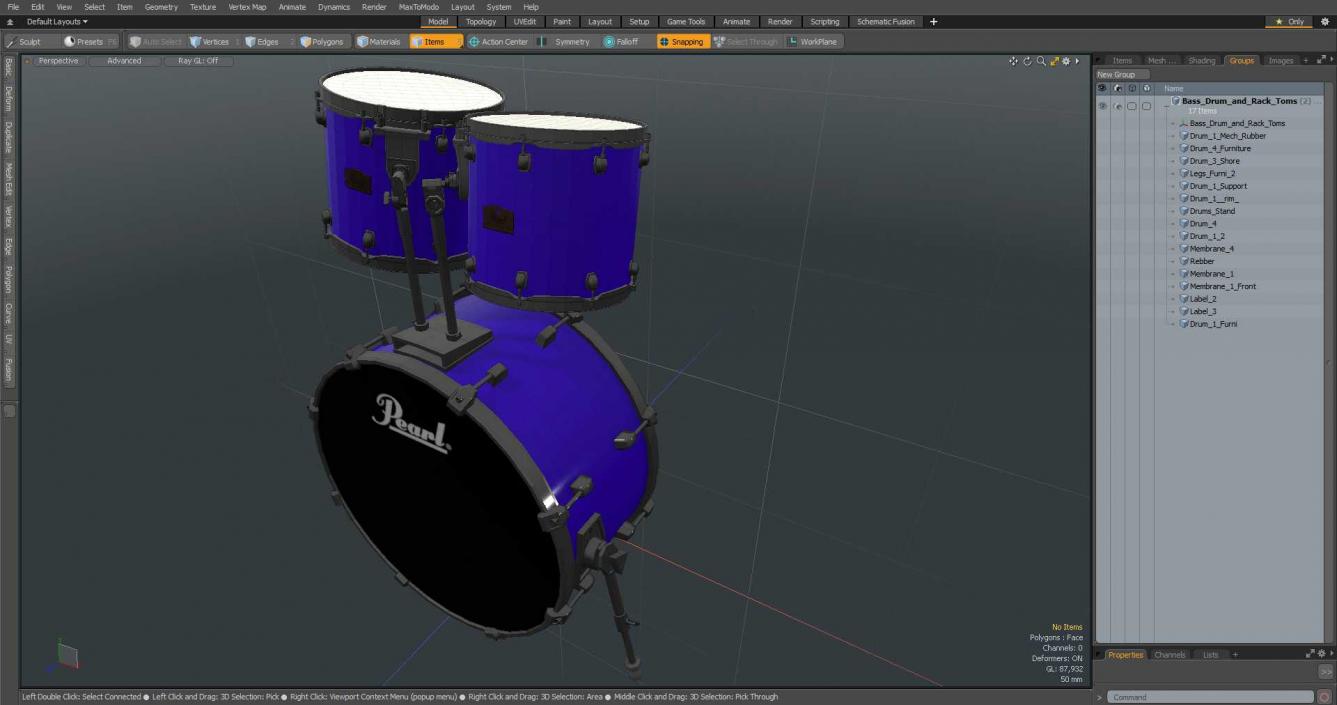 3D Bass Drum and Rack Toms model