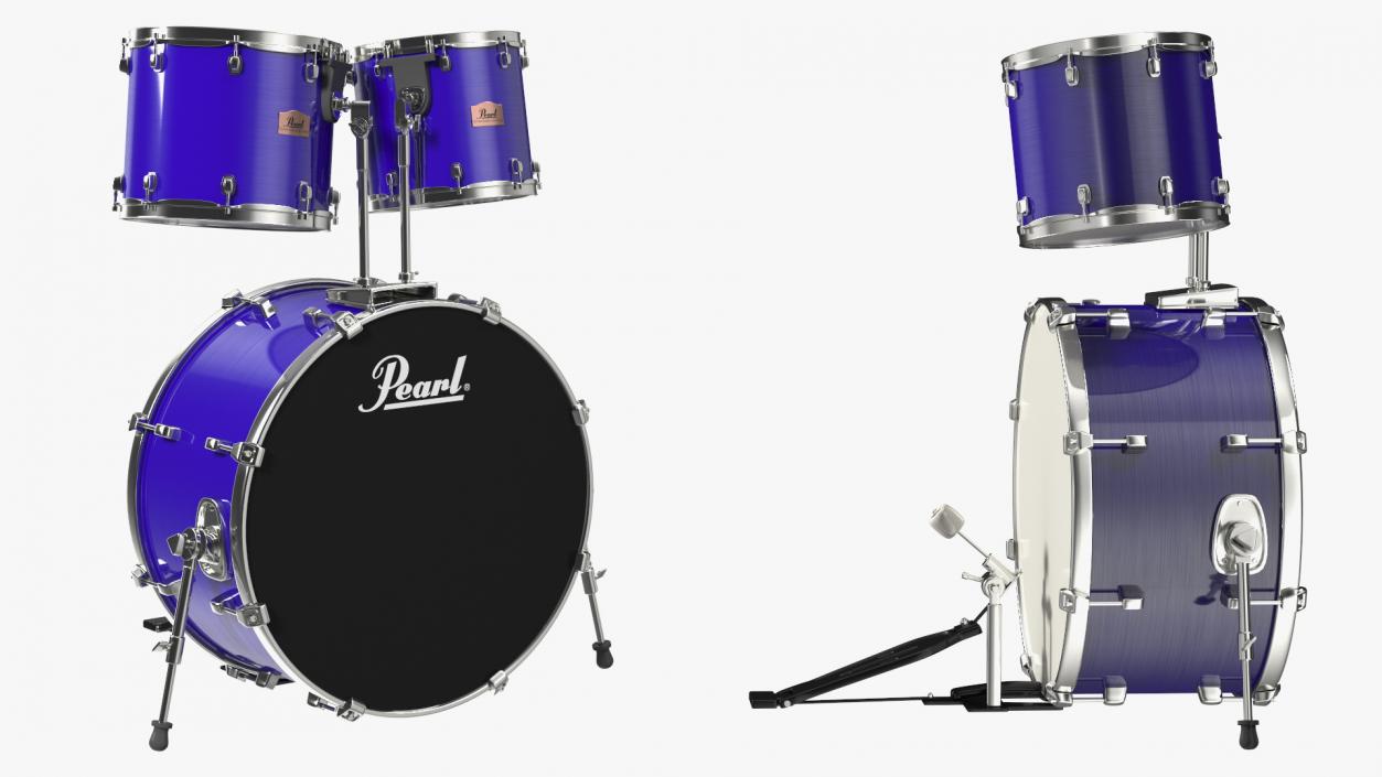 3D Bass Drum and Rack Toms model