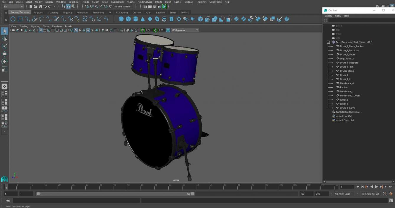 3D Bass Drum and Rack Toms model