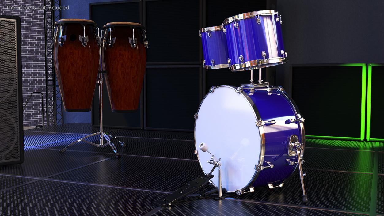 3D Bass Drum and Rack Toms model