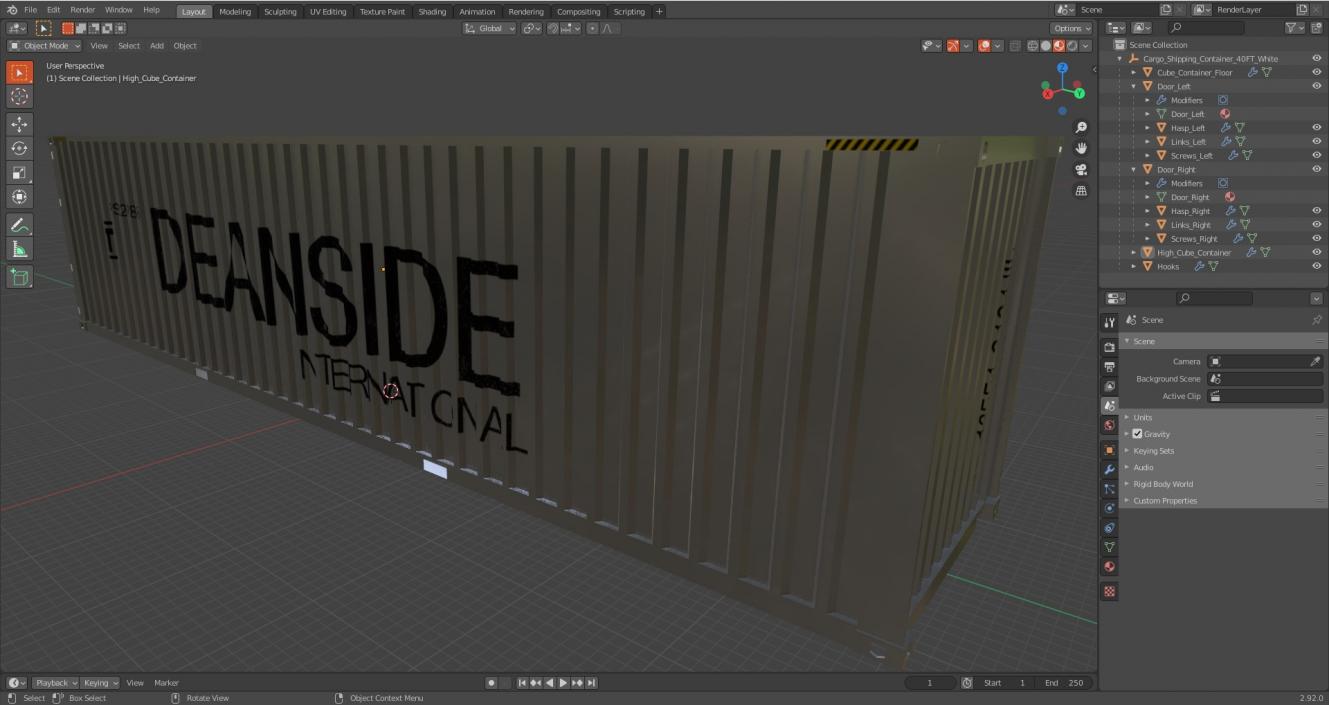 3D model Cargo Shipping Container 40FT White