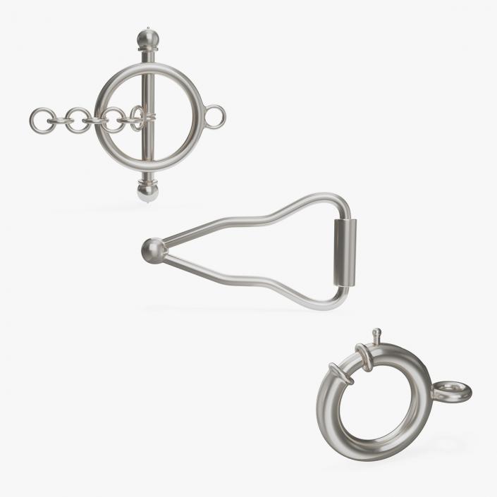 Silver Jewelry Clasps Collection 2 3D model