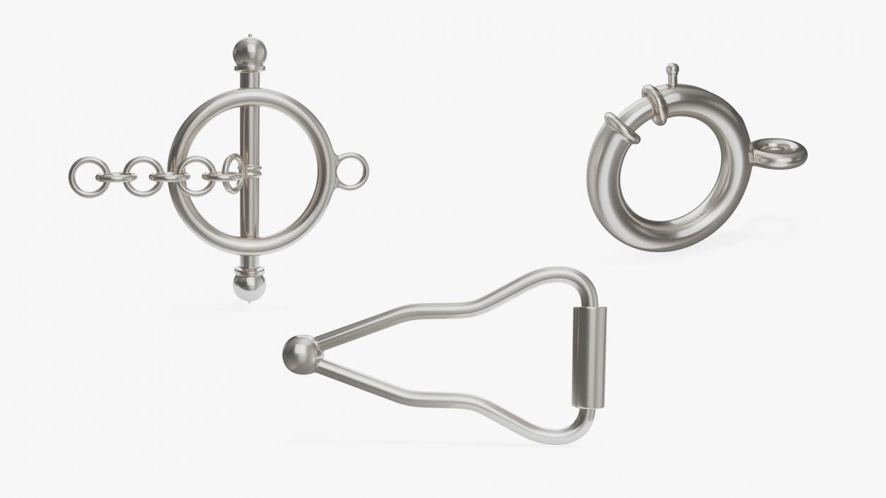 Silver Jewelry Clasps Collection 2 3D model