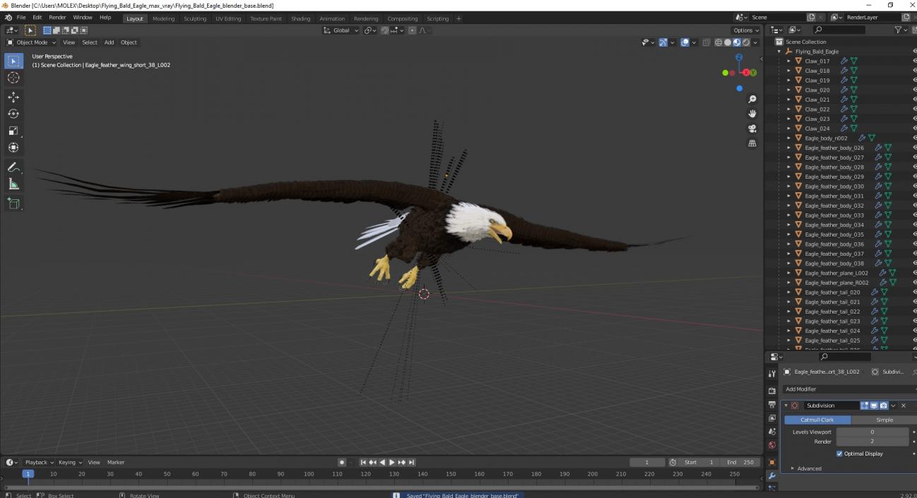 Flying Bald Eagle 3D