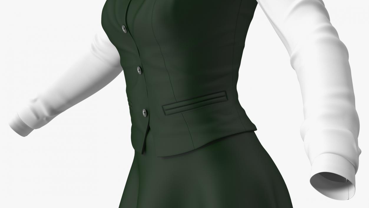 3D American School Girl Green Outfit model