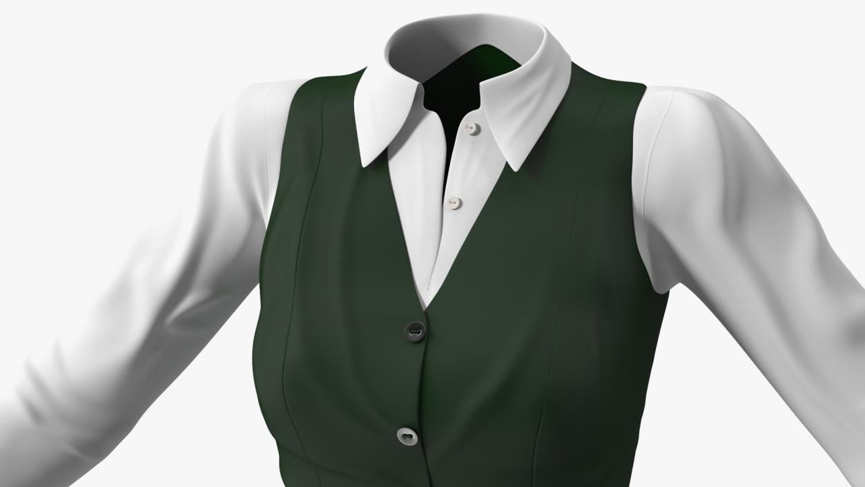 3D American School Girl Green Outfit model