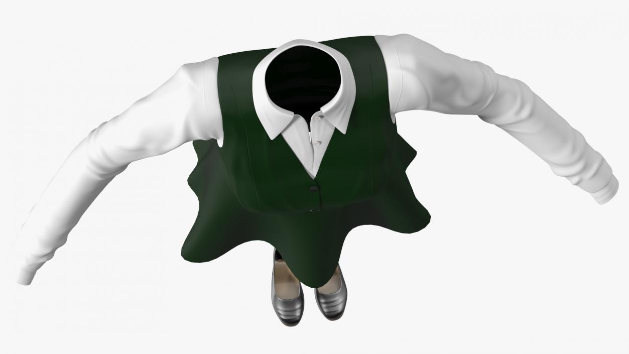 3D American School Girl Green Outfit model