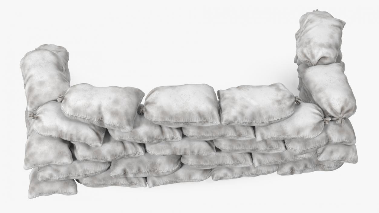 Sandbag Barricade White Dirty 3D model