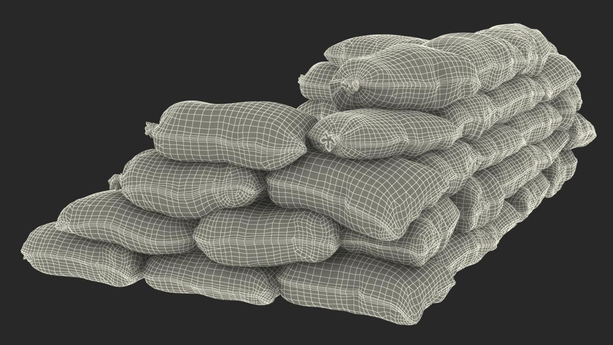 Sandbag Barricade White Dirty 3D model