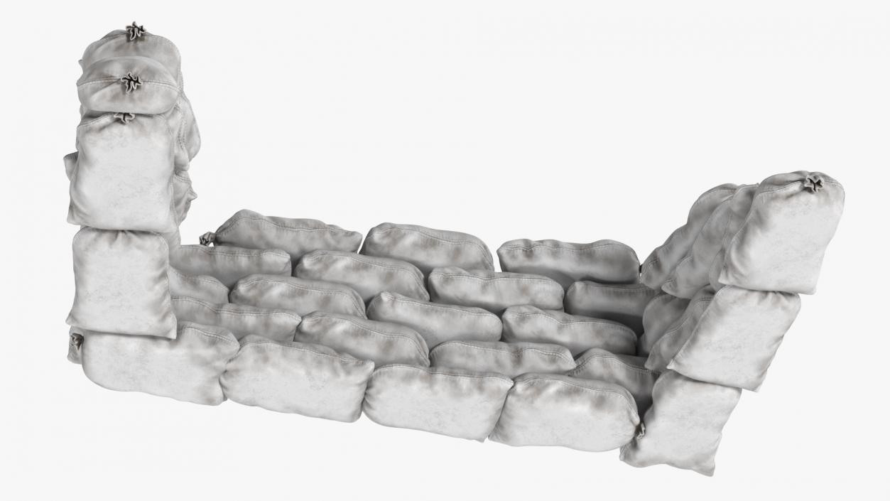 Sandbag Barricade White Dirty 3D model