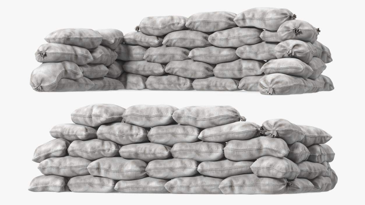 Sandbag Barricade White Dirty 3D model