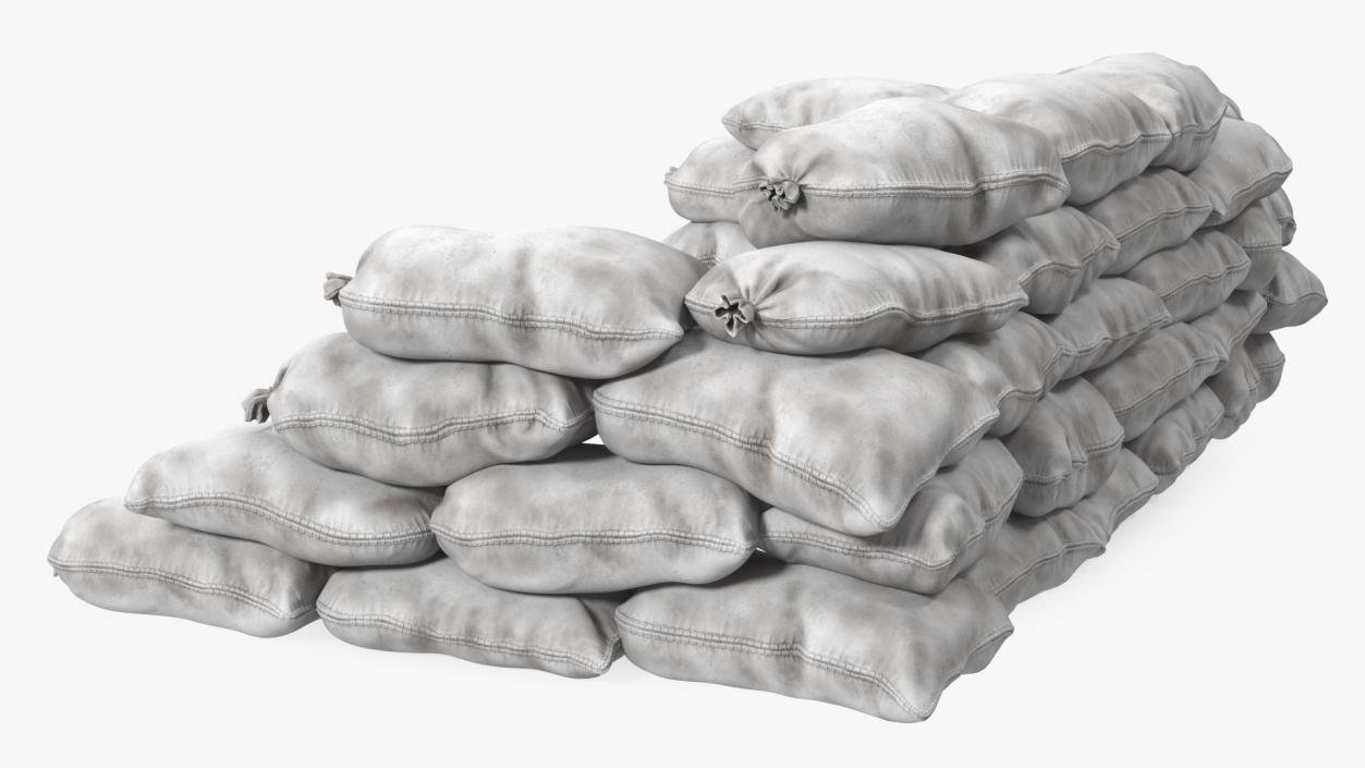 Sandbag Barricade White Dirty 3D model